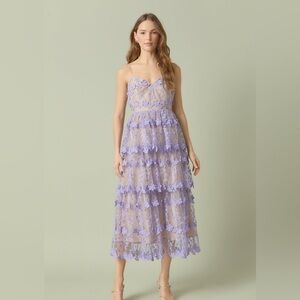 NWT Endless Rose Crochet Layered Midi Dress Size L